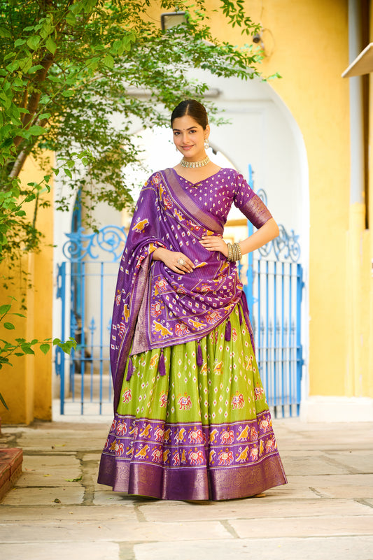 DEIANA'S Jacquard With Jari Lining With Print Lehenga Choli