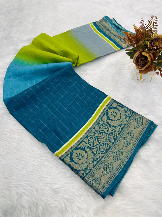 Beautiful rekko silk sarees with all over floral design along with contrast weaving border