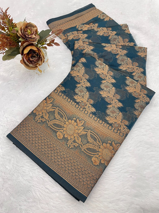 Organza Silk Saree for Women with Trendy Wedding Style in Cotton, Fancy, Art Silk, and Soft Silk Blend Saree