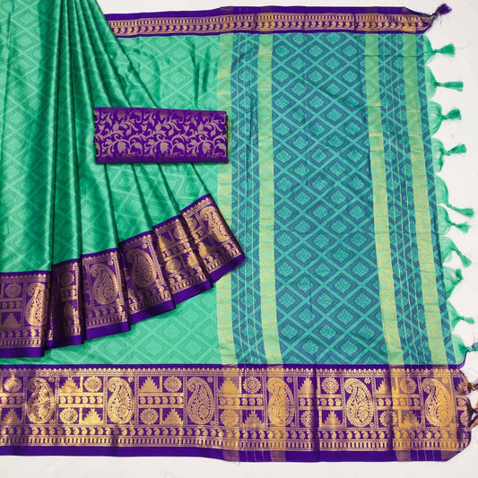 Woven Cotton Silk Saree With Tassels