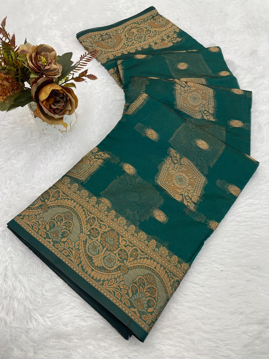 Organza Silk Saree for Women with Trendy Wedding Style in Cotton, Fancy, Art Silk, and Soft Silk Blend Saree