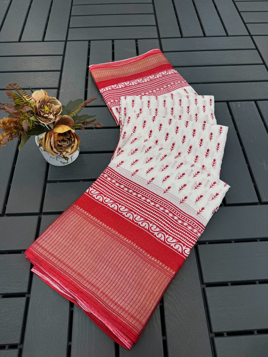 FANCY DOLA DESIGNER FLORAL PRINT WITH JACQUARD BORDER