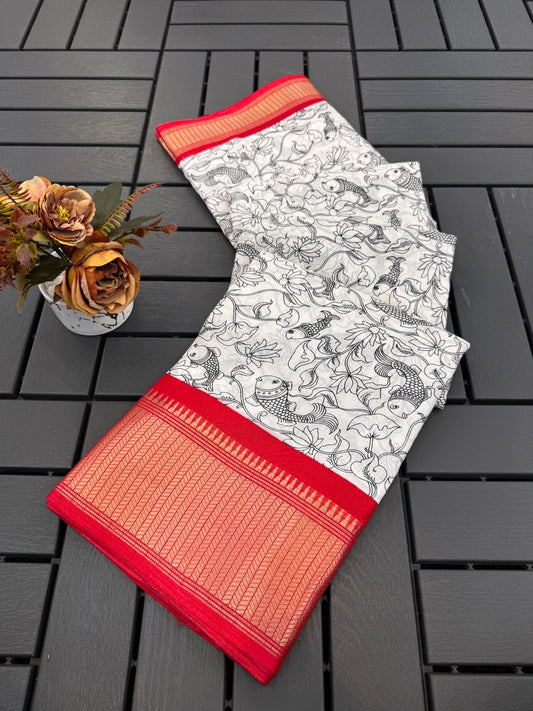 FANCY DOLA DESIGNER FLORAL PRINT WITH JACQUARD BORDER