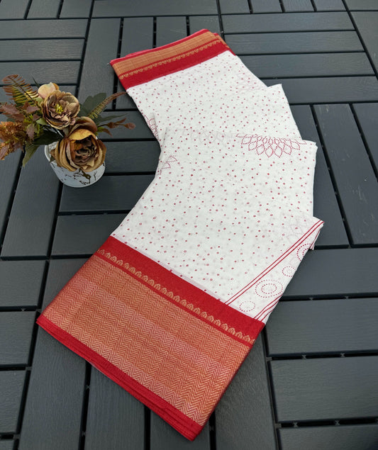 FANCY DOLA DESIGNER FLORAL PRINT WITH JACQUARD BORDER