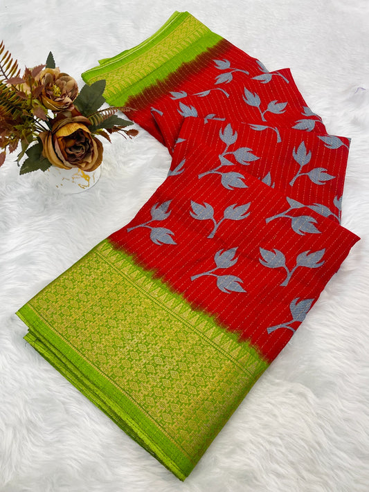 Soft dola saree With Beautiful flower Design…