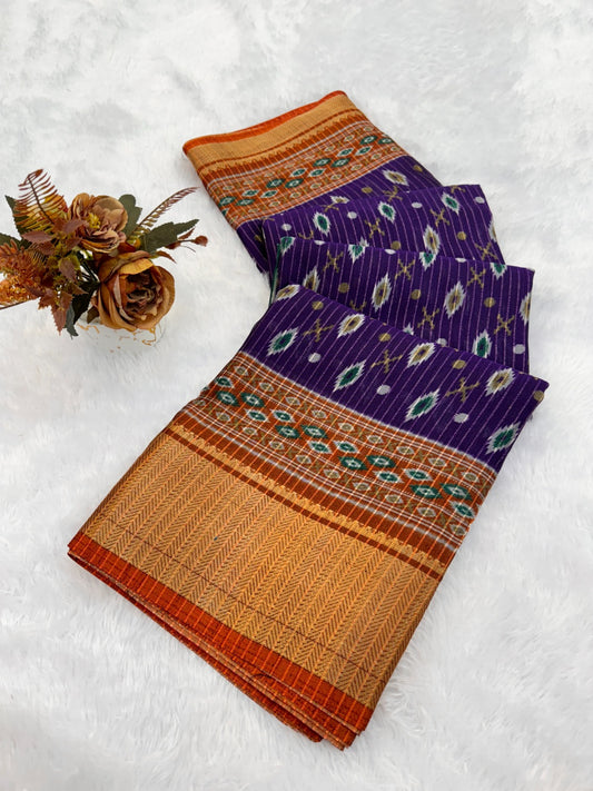 Dola Jaquard Jari Lining Woven Printed Saree With Blouse