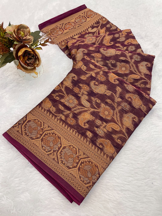 Organza Silk Saree for Women with Trendy Wedding Style in Cotton, Fancy, Art Silk, and Soft Silk Blend Saree