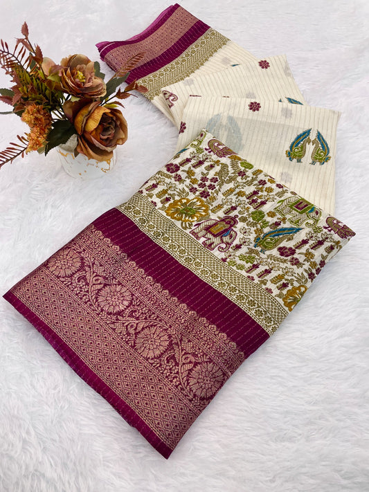 JACURD DOLA PRINT SAREE SILK NEW PRINT DESIGN