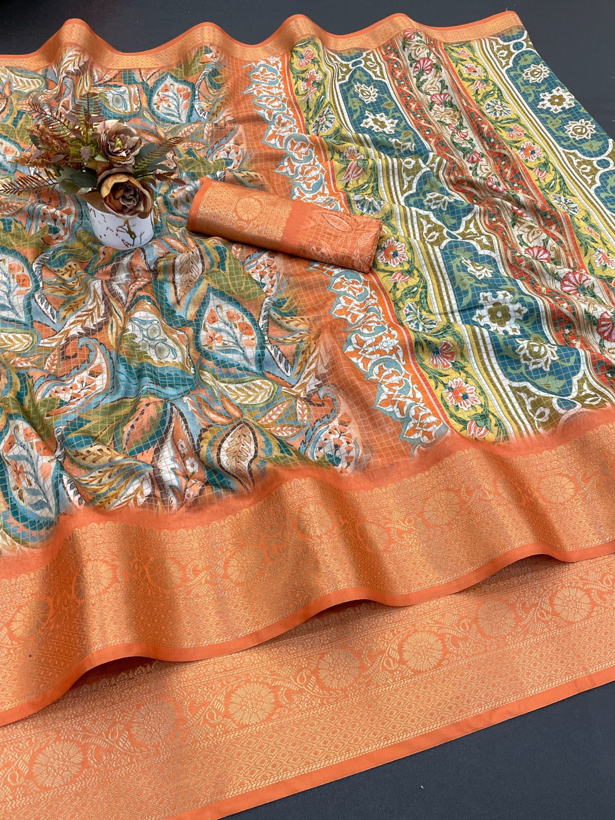 JACURD DOLA PRINT CHEX SAREE COTTAN SILK NEW PRINT DESIGN