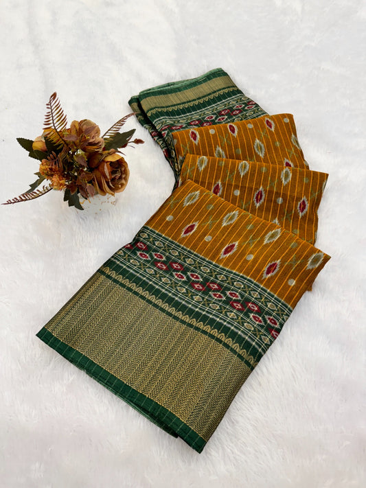 Dola Jaquard Jari Lining Woven Printed Saree With Blouse