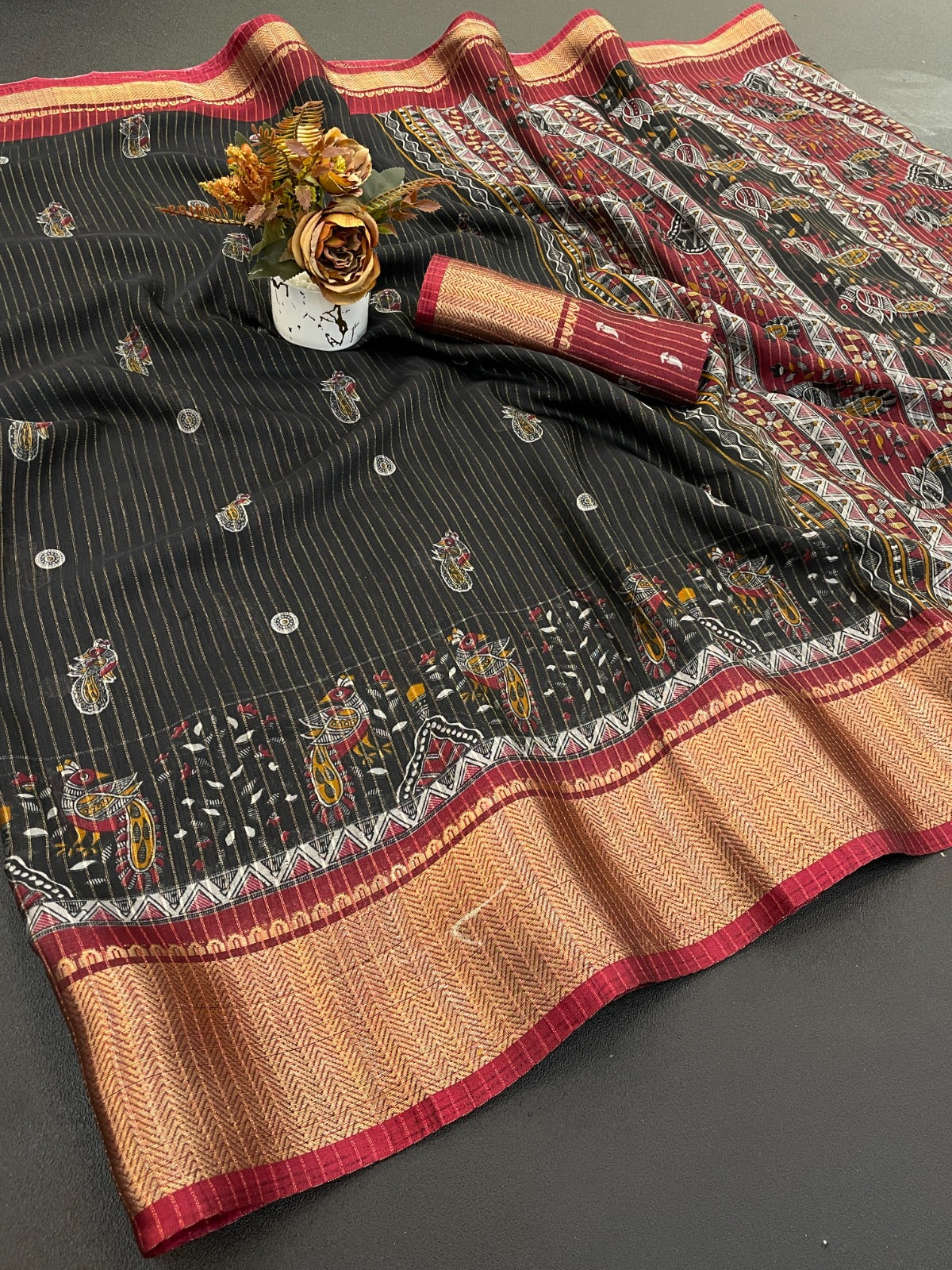 DOLA SILK ZARI LINING WITH JACQUARD BORDER