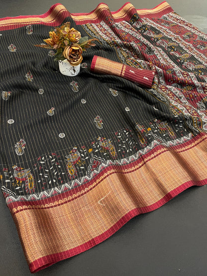 DOLA SILK ZARI LINING WITH JACQUARD BORDER