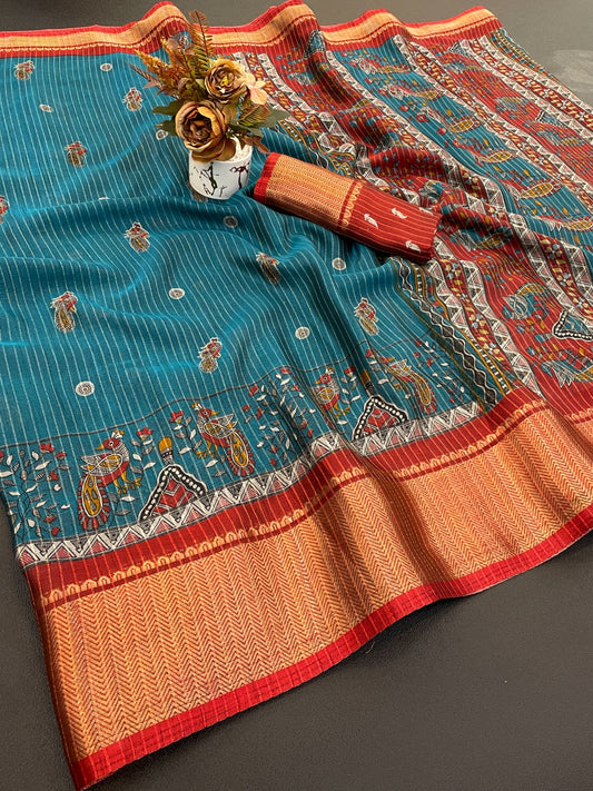 DOLA SILK ZARI LINING WITH JACQUARD BORDER