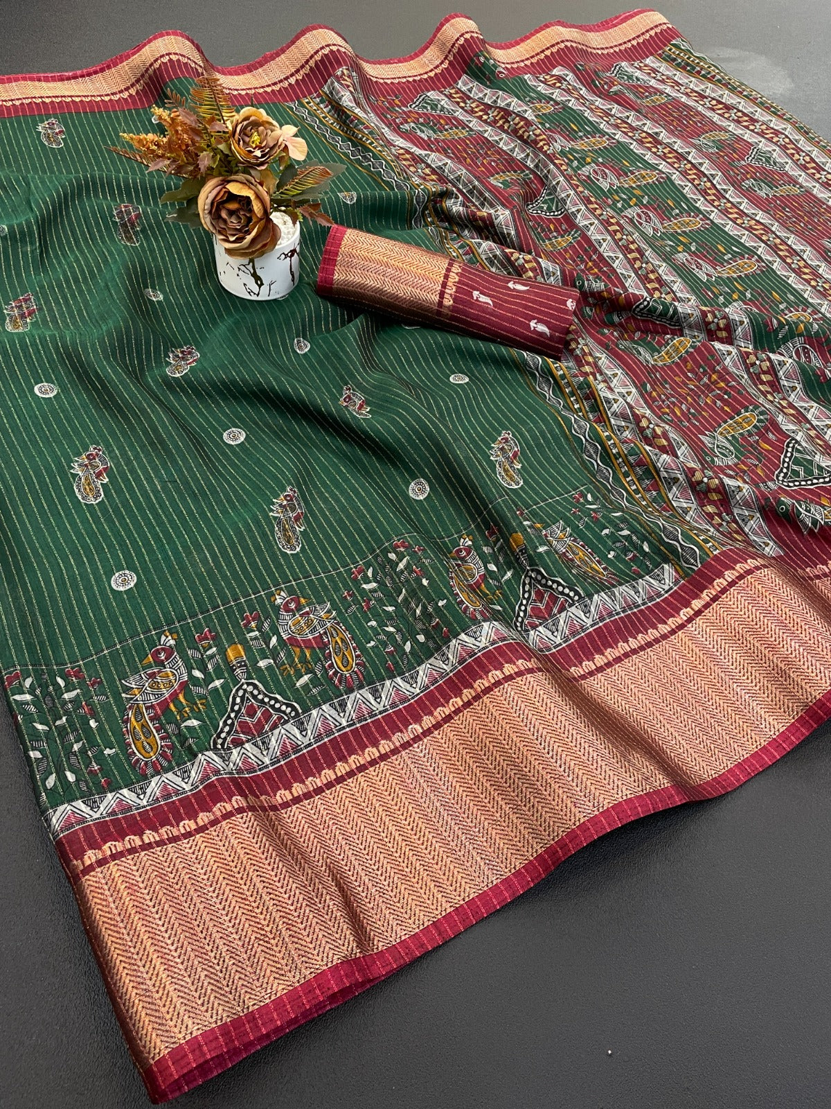 DOLA SILK ZARI LINING WITH JACQUARD BORDER