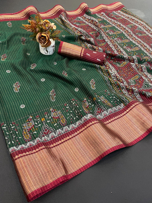 DOLA SILK ZARI LINING WITH JACQUARD BORDER