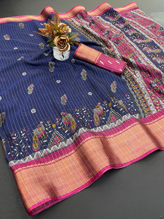 DOLA SILK ZARI LINING WITH JACQUARD BORDER