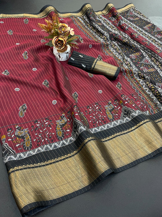DOLA SILK ZARI LINING WITH JACQUARD BORDER