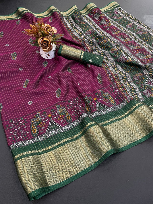 DOLA SILK ZARI LINING WITH JACQUARD BORDER