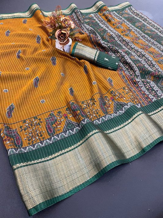 DOLA SILK ZARI LINING WITH JACQUARD BORDER