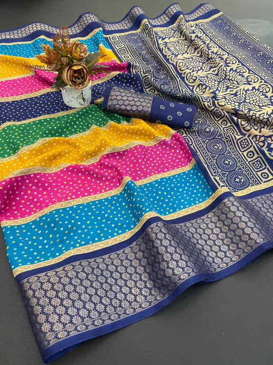 Dola Silk Jacquard Border designer Printed Saree
