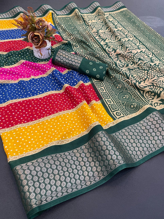 Dola Silk Jacquard Border designer Printed Saree