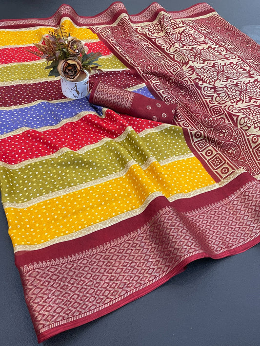 Dola Silk Jacquard Border designer Printed Saree