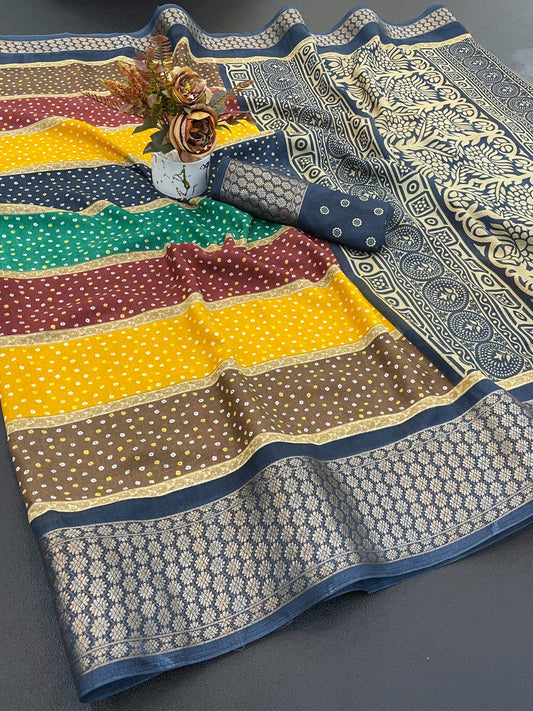 Dola Silk Jacquard Border designer Printed Saree