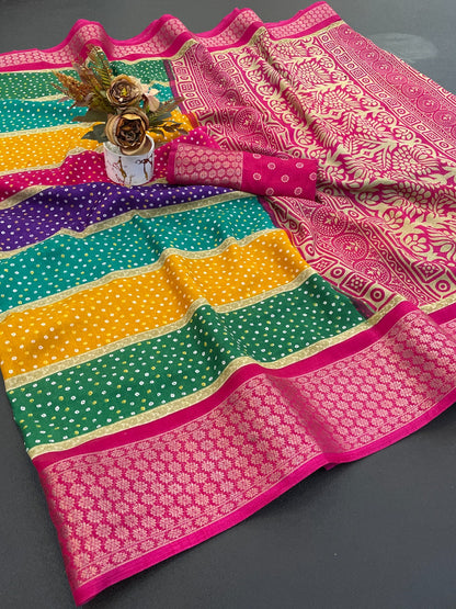 Dola Silk Jacquard Border designer Printed Saree