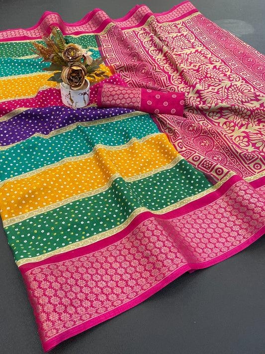 Dola Silk Jacquard Border designer Printed Saree