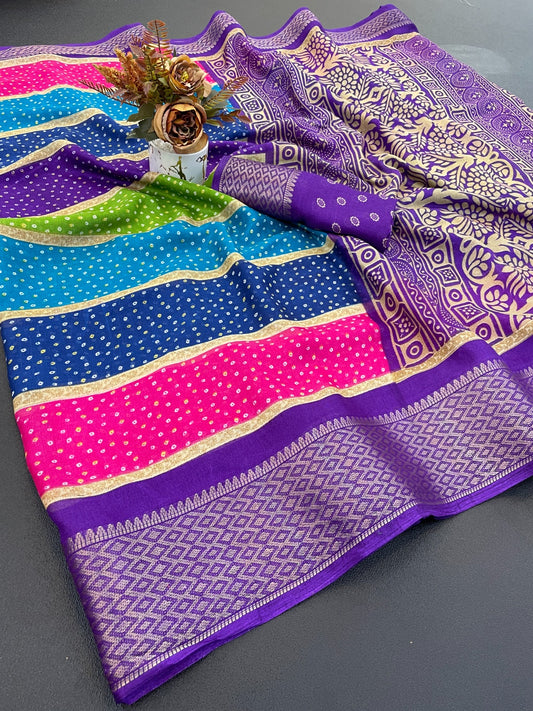Dola Silk Jacquard Border designer Printed Saree