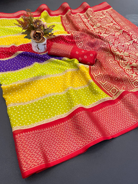 Dola Silk Jacquard Border designer Printed Saree