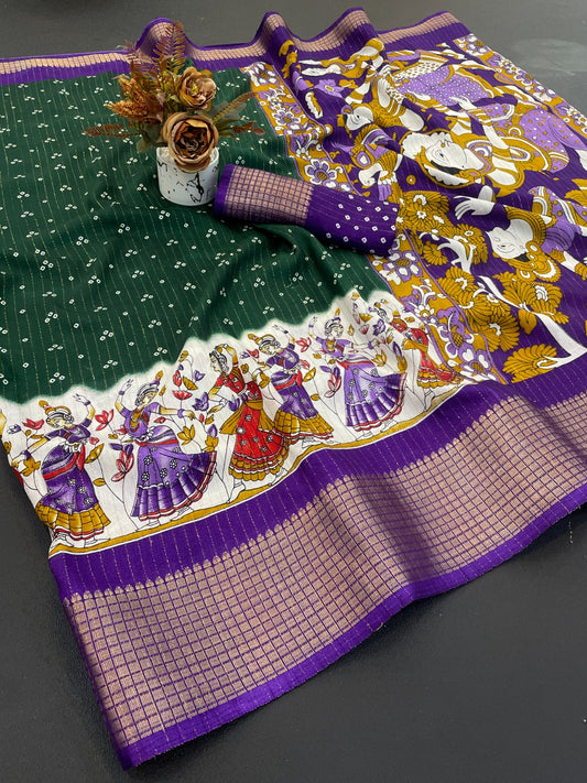 Dola Silk Jacquard Bandhni Saree