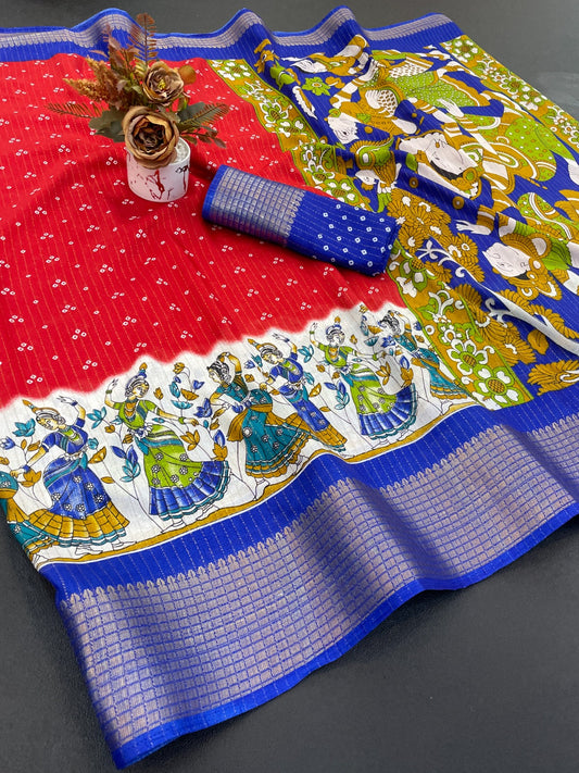 Dola Silk Jacquard Bandhni Saree