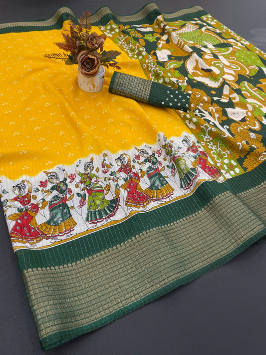 Dola Silk Jacquard Bandhni Saree
