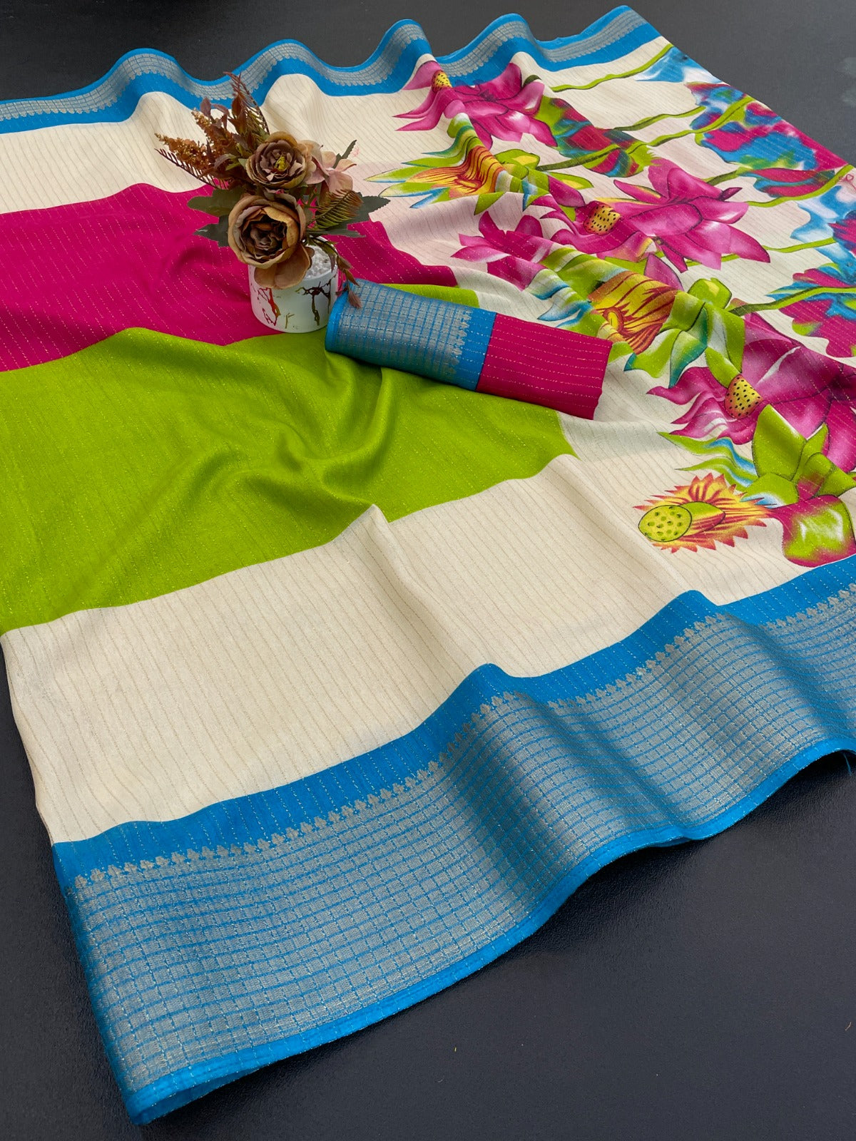 DOLA SILK ZARI LINING WITH JACQUARD BORDER