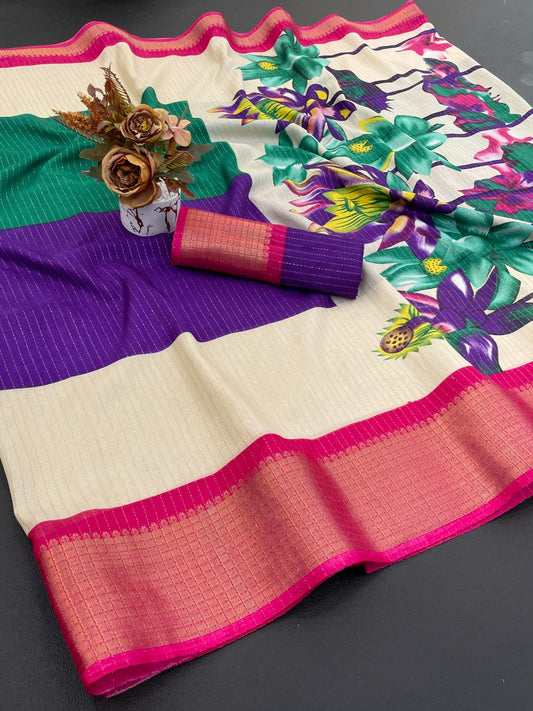 DOLA SILK ZARI LINING WITH JACQUARD BORDER