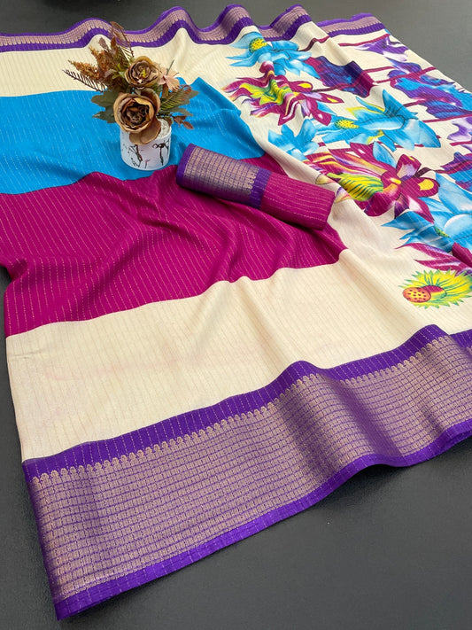 DOLA SILK ZARI LINING WITH JACQUARD BORDER