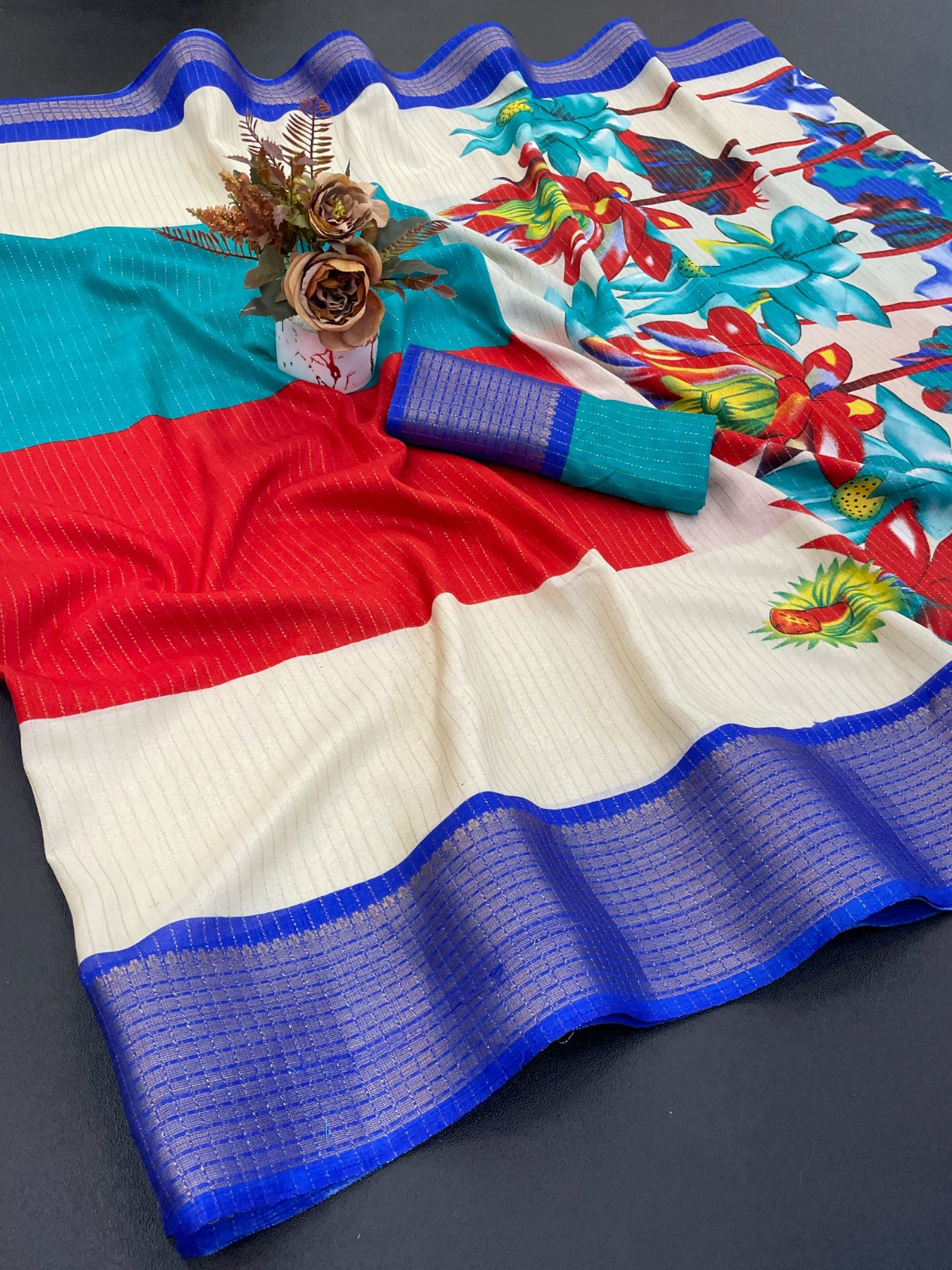 DOLA SILK ZARI LINING WITH JACQUARD BORDER