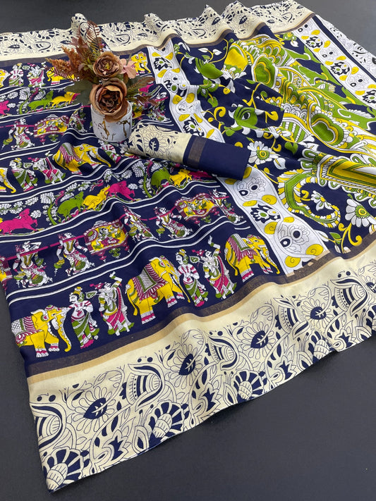 DOLA SILK ZARI FLORAL PRINT WITH JACQUARED BORDER