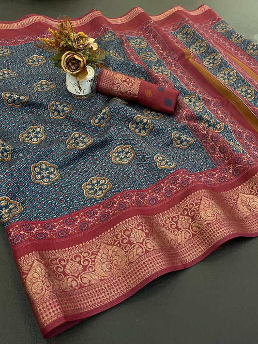 Dola silk saree with beautiful bandhani print design