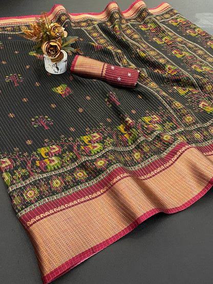 DOLA SILK ZARI LINING WITH JACQUARD BORDER