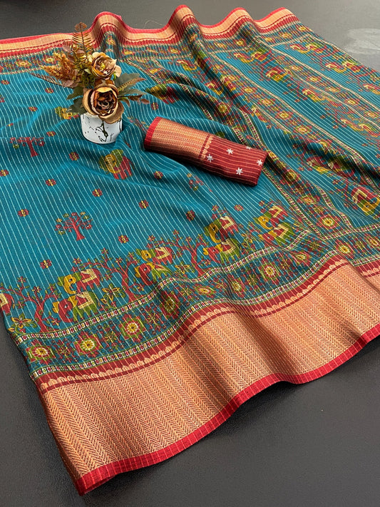 DOLA SILK ZARI LINING WITH JACQUARD BORDER