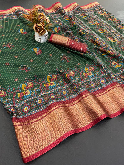 DOLA SILK ZARI LINING WITH JACQUARD BORDER