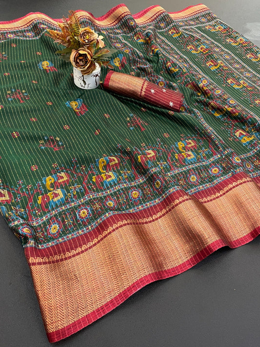 DOLA SILK ZARI LINING WITH JACQUARD BORDER