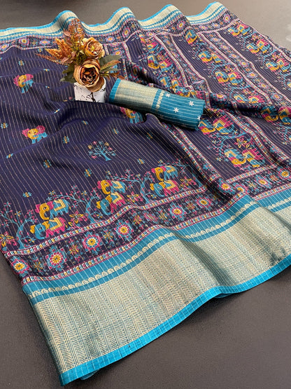 DOLA SILK ZARI LINING WITH JACQUARD BORDER