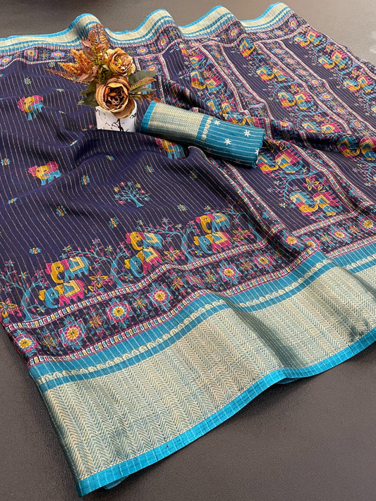 DOLA SILK ZARI LINING WITH JACQUARD BORDER