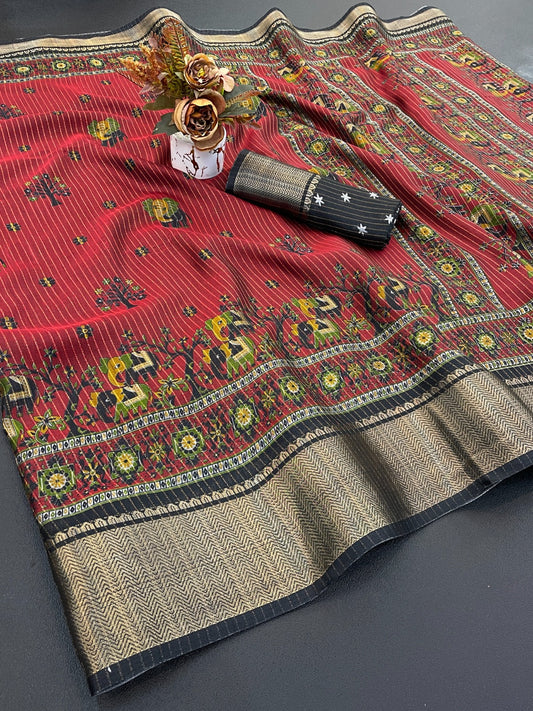 DOLA SILK ZARI LINING WITH JACQUARD BORDER