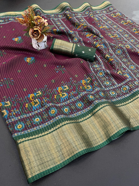 DOLA SILK ZARI LINING WITH JACQUARD BORDER