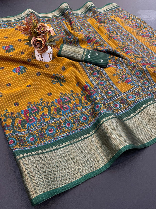 DOLA SILK ZARI LINING WITH JACQUARD BORDER