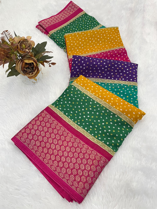 Dola Silk Jacquard Border designer Printed Saree